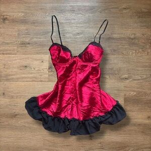 Satin Red and Black Chemise